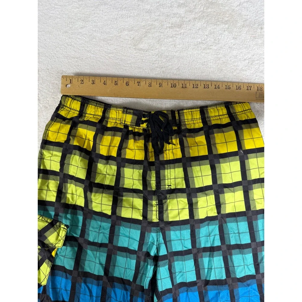 Burnside Board‎ Shorts Mens Medium Multi Color Plaid Gradient y2k Swim Trunks